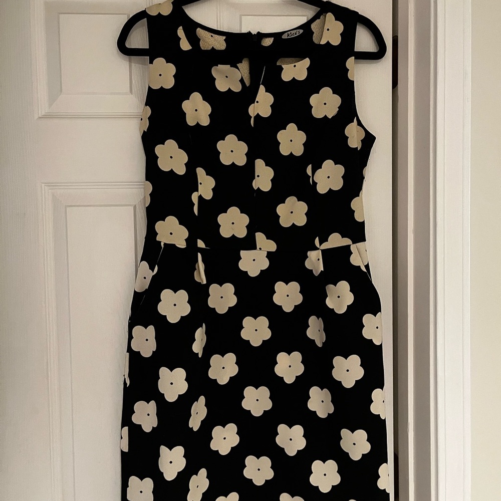 KIER + J Black and Cream Floral Midi Dress